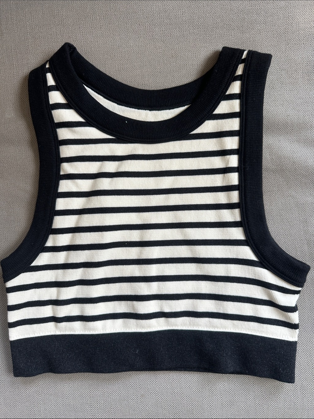 Striped Black and White Crop Tank Top